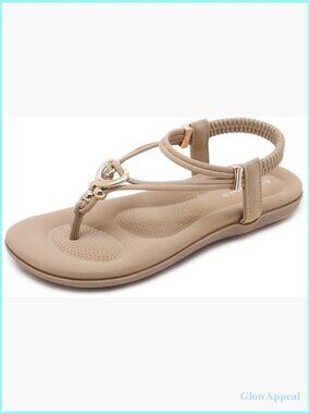 Women's Bohemian Beaded Ankle Strap Sandals Comfortable Walking Flats